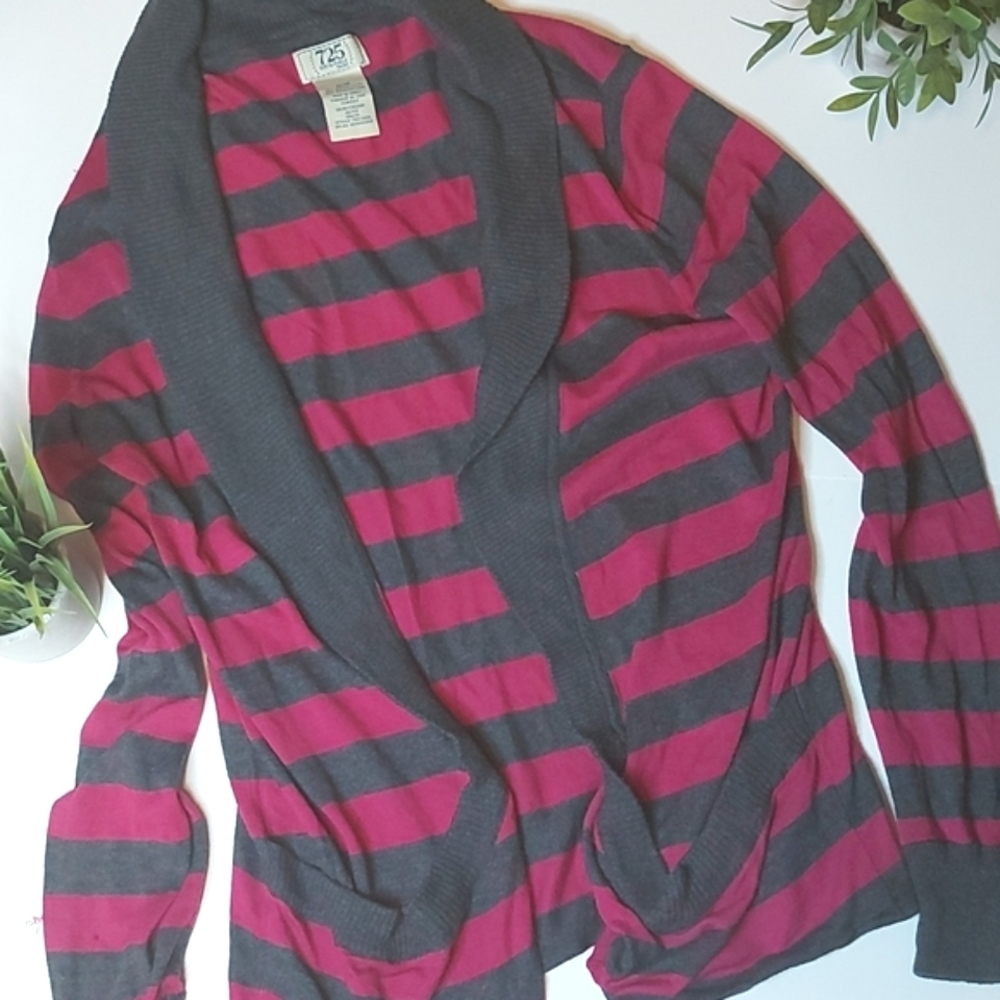 Striped Open Cardigan